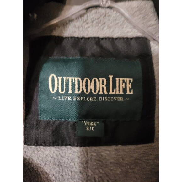 Outdoor Life Hooded Jacket Men Small Black Zip Winter Lightweight - Picture 3 of 7